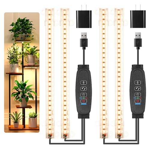 8.6'' LED Grow Light Strips, Full Spectrum 3500K Grow Lights for Indoor Plants, 2 Head with 3/9/12H Timer, 10 Dimmable Levels, Suitable for Seedling, Succulent, Plant Shelf and Greenhouse, 2-Pack - color: 2 Head 2 Pack