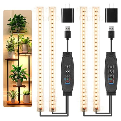 8.6'' LED Grow Light Strips, Full Spectrum 3500K Grow Lights for Indoor Plants, 2 Head with 3/9/12H Timer, 10 Dimmable Levels, Suitable for Seedling, Succulent, Plant Shelf and Greenhouse, 2-Pack - color: 2 Head 2 Pack