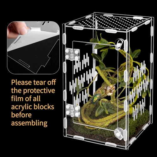 Acrylic Reptile Terrarium Easy Assembly, 360° Clear & Keep Pet Secure Design for Jumping Spiders, Tarantulas, Geckos Scratch-Resistant Large Ventilated Habitat Terrarium for Arachnids 9.8*5.9*5.9in - size: Medium-9.8*5.9*5.9in