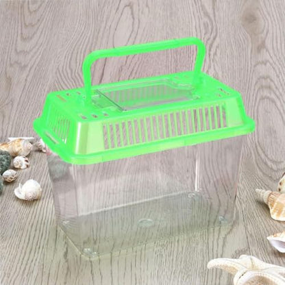 Plastic Turtle Fish Tank Pet Fish Tank Small Aquarium Plastic Goldfish Aquarium Habitat Acrylic Reptile cage reptisoil terrariums Handheld Feeding Box Household - size: 13x9cm