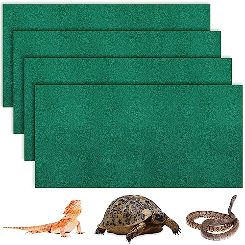 Haull 4 Pcs 24 x 47 Reptile Carpet Pet Terrarium Floor Liners Bedding Substrate Liner Supplies Reptile Cage Mat Tank Accessories for Lizard Bearded Dragon Tortoise Snake Leopard (Green) - color: Green