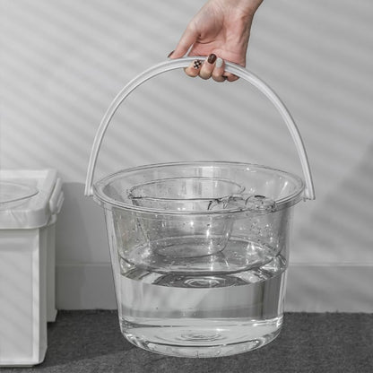 Large Capacity Water Bucket with Handle and Scoop Clear Plastic Wash Bucket for Bathroom Kitchen Dormitory and Outdoor Water Storage and Transport