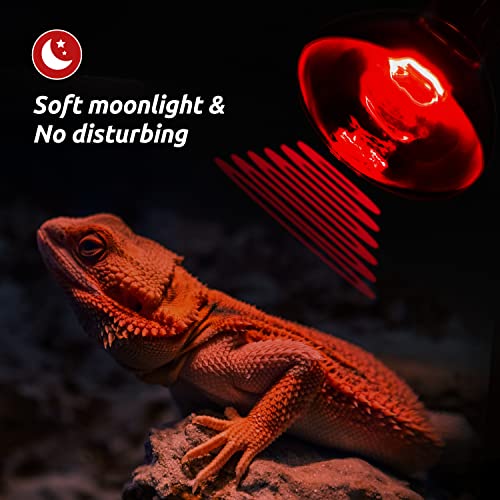 REPTI ZOO 75W Reptile Heat Lamp Combo Pack, 2PCS Day & Night Basking Spot Light, UVA Daylight Heating Lamp Basking Bulb and Infrared Heat Emitter Red Heat Lamp