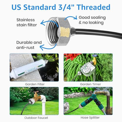 MIXC Misters for Outside Patio, 75FT (23M) Misting Line+23 Mist Nozzles+3/4" Brass Adapter, Outdoor Misting Cooling System for Patio Backyard Garden Greenhouse Horse Corral