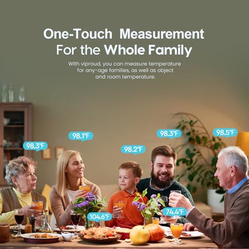 Viproud No-Touch Baby Thermometer for Adults and Kids, Fast & Accurate | 1 second Result, Fever Alarm, Mute Mode, Body & Object Mode, 35 Memory Recall, Baby Essentials, Lifetime Support - color: Black