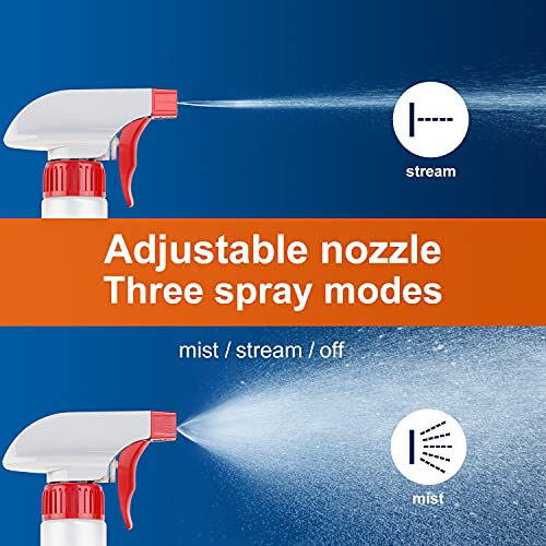 Veco Spray Bottle (5 Pack,16 Oz) with Measurements and Adjustable Nozzle(Mist & Stream Mode), HDPE Plastic Spray Bottles for Cleaning Solution, Household/Commercial/Industrial Use, No Leak and Clog - size: 16 oz 5Pack