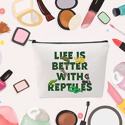 MNIGIU Reptile Lover Gift Life Is Better With Reptiles Cosmetic Bag Reptile Themed Gift Reptile Pet Carrier Bag