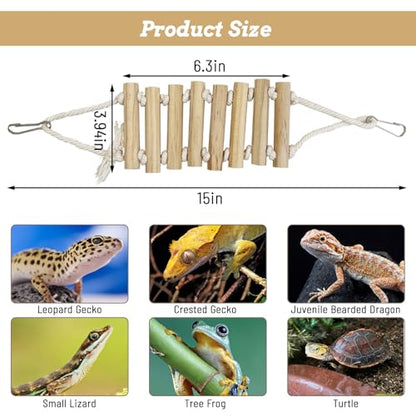 VCEPJH 2pcs Reptile Bridge Leopard Gecko Climbing Ladder Wooden Basking Lounger Reptile Tank Accessories for Hermit Crab Juvenile Bearded Dragon Chameleon Small Lizard Tree Frog and Turtle