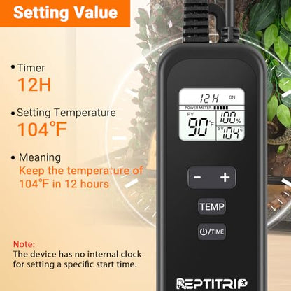 Reptile Thermostat with Timer Fuction & Temperature Probe, Dimmable Thermostat for Reptile Heat Lamp Heat Pad, PID Temperature Controller, Support ℉/℃, Memory Function (Model: PT02S) - color: Timer-temp Set