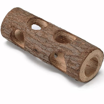 Natural Wood Tunnel Hamster Tunnel for Hamster Reptile Small Animals Cage Hollow Tree Trunk Hideout Toy (7.9"×2.7")