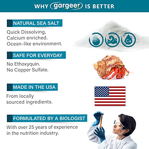 Gargeer 3oz Hermit Crab Soaking Salt, Calcium & Trace Minerals, Made in USA | Natural ocean-like bath! Pure sea salt, calcium & trace minerals for hydration, stress relief & molting - size: 3 Ounce (Pack of 1), style: Soaking Salt
