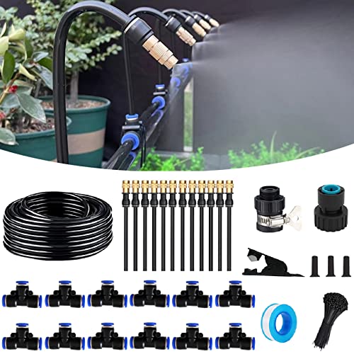 50FT Drip Irrigation Kit, Automatic Garden Watering System with Tool-Free Quick Connectors, 360° Bending Drippers & Copper Misting Nozzles for Greenhouse, Patio, Lawn & Vegetable Garden. (15M) - size: 15M