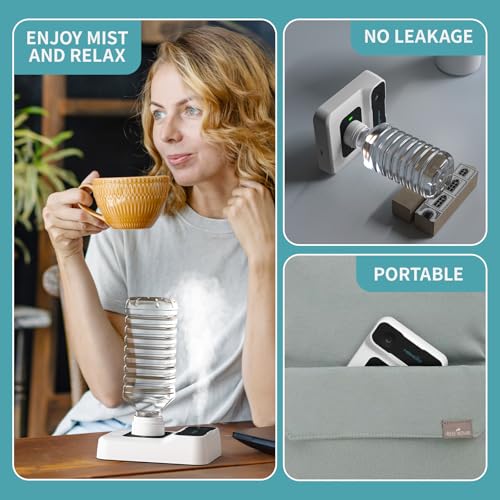 Travel Humidifier, Portable Small Humidifier for Plants, Bedroom, Office, Hotel or Car, Battery Operated Mini Cool Mist Humidifiers, Quiet 23dB, Auto-off, Night Light & BPA-Free, White - color: White