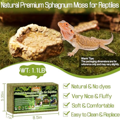 Halatool 1.1LB Sphagnum Moss & 10LB Coco Chips Substrate for Reptiles, Terrariums, Humidity Retention, Bedding, Nesting & Burrowing