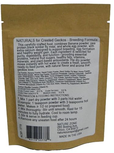Nature Zone Naturals Crested Gecko Food – Breeding, for Crested Geckos, Gargoyle Geckos, Day Geckos, 2 oz/ 56 gm