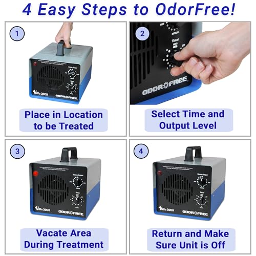 OdorFree Villa 3000 Ozone Generator for Eliminating Odors, permanently removing Tobacco, Pet and Musty Odors at their Source - Easily Treats Up To 3000 Sq Ft - size: Villa - 3000