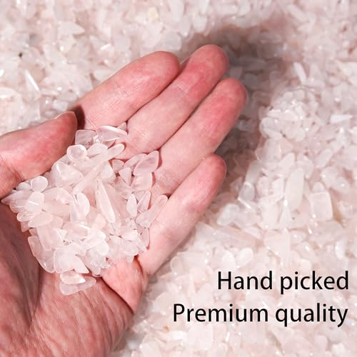 Rose Quartz & Clear Quartz Chips Bulk 1lb, 1200+ Pieces, 5-8mm Natural Gemstones - color: Rose Quartz, size: 1LB