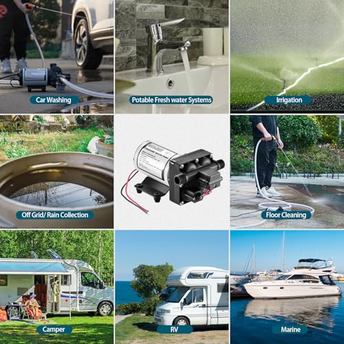 RV Water Pump 12 Volt DC 5.0GPM 55PSI Replacement For 4008-101-A65 Water Pump Self Priming Diaphragm Pump with Pressure Switch for RV Kitchen Bathroom Marine Yacht Garden Camper Water Pumps - color: Plastic