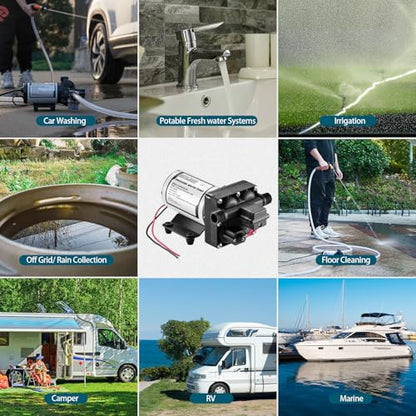 RV Water Pump 12 Volt DC 5.0GPM 55PSI Replacement For 4008-101-A65 Water Pump Self Priming Diaphragm Pump with Pressure Switch for RV Kitchen Bathroom Marine Yacht Garden Camper Water Pumps - color: Plastic