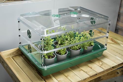 95457 24" x 15" x 16.75" Domed Propagator, Green, 3 Side Extenders and Locking Clip Set - size: 3 Side Extenders and Locking Clip Set