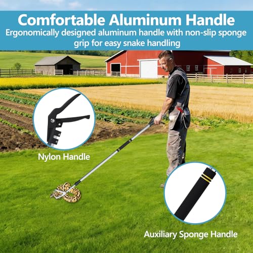 Snake Handling Grabber, Snake Tong Reptile Grabber Wide Jaw Handling Tool with Anti-Slips and Locked Heavy Duty for Rattlesnakes Garter Snakes Copperheads Python and Other Reptiles.