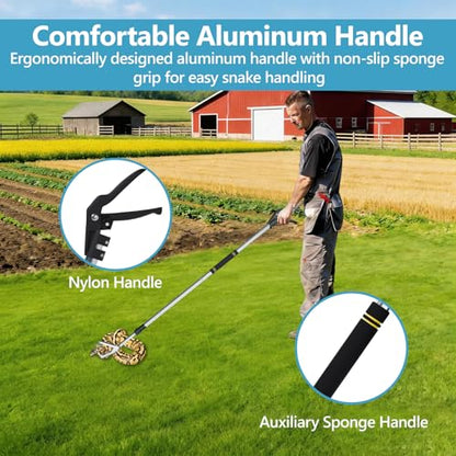 Snake Handling Grabber, Snake Tong Reptile Grabber Wide Jaw Handling Tool with Anti-Slips and Locked Heavy Duty for Rattlesnakes Garter Snakes Copperheads Python and Other Reptiles.