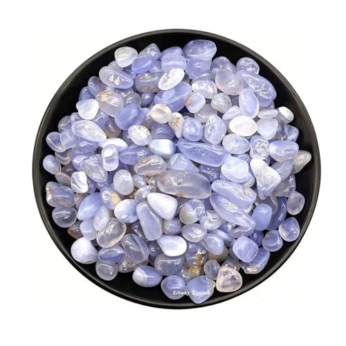 Erliway Blue Chalcedony Crystal Chips Bulk for Vase Filler, 0.5 lb 7-9 mm | Natural Crushed Crystal Stone for Spell Jar, Aquarium Gravel, Reiki Healing Meditation, Jewelry Making, Resin Art, Home Décor - color: Blue Chalcedony
