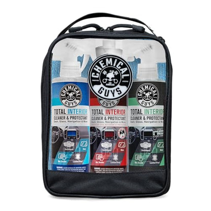 Chemical Guys, Total Interior Cleaner Variety Kit, New Car & Black Cherry | Sample two aromas in one box, a one-step spray for dashes, seats, door panels and screens, boxed ready to gift - size: 48 Fl Oz (Pack of 1), style: BAG KIT