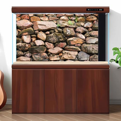 Stone Wall Aquarium Background Rock Texture Fish Tank Background Natural Rocky Reptile Tank Backgrounds Natural Stone Rocky Wall Terrarium Reptile Enclosure Backgrounds Wallpaper 24x12in - color: Stone Brown, size: 24(W)x12(H)inches/ 60(W)*30cm(H)