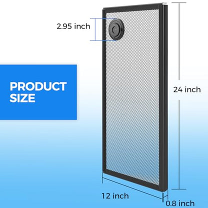 REPTI ZOO Terrarium Screen Cover with Cable Control for Reptile & Aquarium Tank, 24x12 inch Durable Steel Frame & Mesh Top for Reptile & Turtle & Fish Tank - size: 24x12 inch