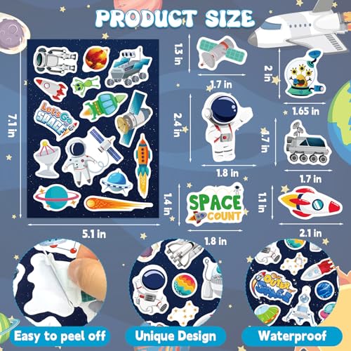 336 Pcs Outer Space Stickers, Solar System, Planets, Astronauts, Galaxy, Spaceships, and Rockets Explore Space Sticker for Craft Supplies Classroom Rewards Space Party Decorations - style: Outer Space