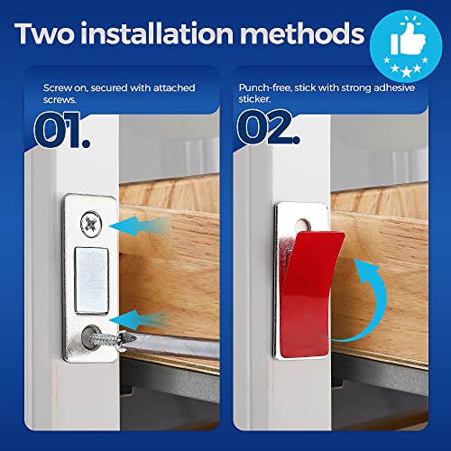Ultra Thin Cabinet Magnetic Door Catch Stainless Steel,Satin Nickel,12 Pack | Cabinet Magnets Adhesive Drawer Latch, Stick-On Mount, For Cabinets, Drawers, Closets, Cupboard Wardrobe - color: ‎Satin Nickel