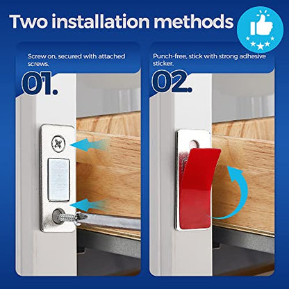 Ultra Thin Cabinet Magnetic Door Catch Stainless Steel,Satin Nickel,12 Pack | Cabinet Magnets Adhesive Drawer Latch, Stick-On Mount, For Cabinets, Drawers, Closets, Cupboard Wardrobe - color: ‎Satin Nickel