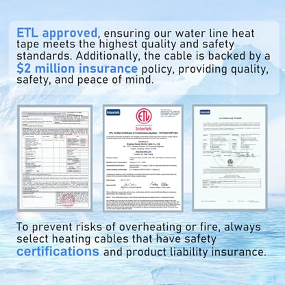 HEATIT 24ft Self-Regulating Pipe Heat Cable with Thermostat, 3W/ft 120V | Suitable for metal and plastic pipes, ETL certified for reliable freeze protection and safe operation. - style: 24 ft