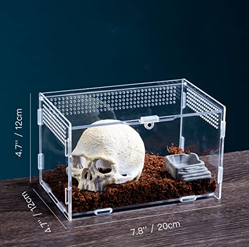 AWXZOM Magnetic Acrylic Case, micro habitat small Tarantula Enclosure enclosure for arboreal Tarantula Scorpion Sling Lizards Mantis Snake Gecko jumping spider snail Insect Isopods (7.8*4.7*4.7inch) - size: 7.8*4.7*4.7inch