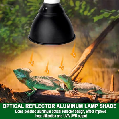 BNOSDM Reptile Light Fixture,5.5 Inch Shallow Dome Reptiles Heat Lamp Fixture for UVB UVA Bulb,Heat Basking Bulb,Optical Reflection Heat Lamp Fixtures for Reptile Amphibian Tank Terrariums - size: 5.5 Inch Shallow