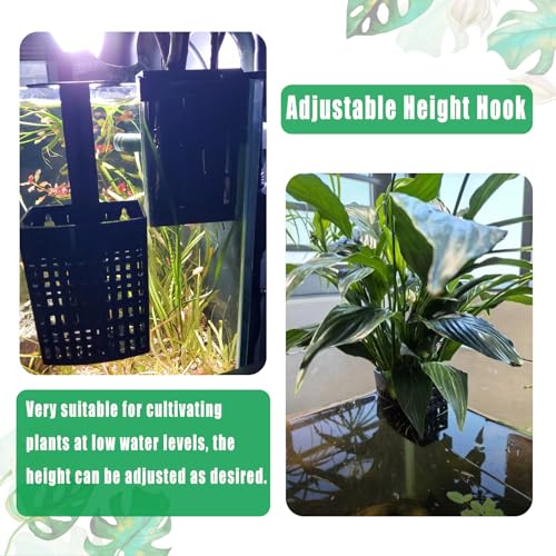 2PCS Adjustable Aquarium Plant Holder, Aquarium Planter Cup Adjustable Thickness To 2.36" Height to 3.9", Fish Tank Plant Holders with Hooks and Suction Cup for Fish Tank Accessories Black - color: Black