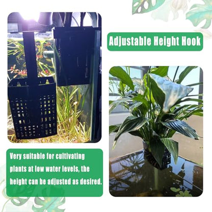 2PCS Adjustable Aquarium Plant Holder, Aquarium Planter Cup Adjustable Thickness To 2.36" Height to 3.9", Fish Tank Plant Holders with Hooks and Suction Cup for Fish Tank Accessories Black - color: Black