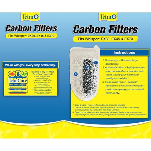 Tetra Whisper EX Carbon Large Round Filter Cartridges, 4 Count | Fits Tetra Whisper EX 30, 45, 70 Fish Tank Filters, Change Monthly - size: 4-Count, style: large