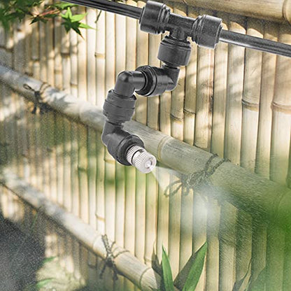 CozyCabin 360° Adjustable Mist Cooling System Nozzles Water Sprayers Connectors, Stainless Steel Misting Nozzles for Pets Reptiles Ecological Garden Patio Greenhouse, 5 Packs