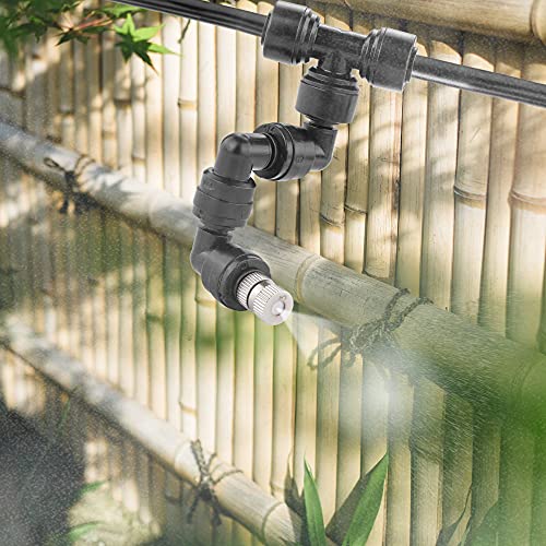 CozyCabin 360° Adjustable Mist Cooling System Nozzles Water Sprayers Connectors, Stainless Steel Misting Nozzles for Pets Reptiles Ecological Garden Patio Greenhouse, 5 Packs