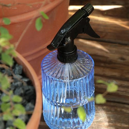 Glass Spray Bottle,Plant Mister Indoor Watering Can,Adjustable Nozzle Watering Glass 0.45L/15.22oz Spray Bottle for Cleaning Solutions (Light Blue) - color: Light Blue