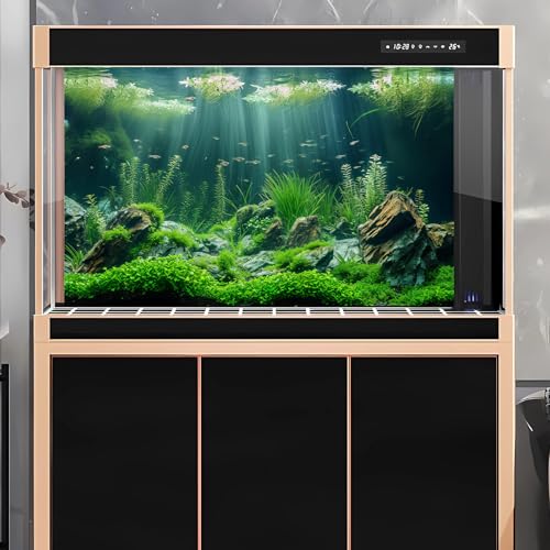 Underwater Aquarium Background Lush Green Aquatic Plants Fish Tank Background Rocks Stones with Moss Under The Sea Terrarium Background Tropical Underwater World Theme Aquarium Backdrop 24x12in - color: Green, size: 24(W)x12(H)in