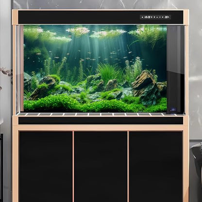 Underwater Aquarium Background Lush Green Aquatic Plants Fish Tank Background Rocks Stones with Moss Under The Sea Terrarium Background Tropical Underwater World Theme Aquarium Backdrop 24x12in - color: Green, size: 24(W)x12(H)in