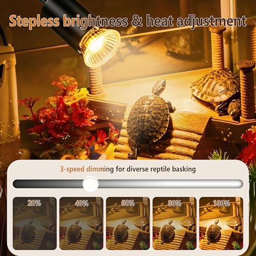 5.0 New Upgraded Reptile Heat Lamp& Hygrothermograph|Individual Control |135°Golden Wide-Angle|5000 Hours of Service Life|UVA UVB Light for Reptiles for Turtle Lizard and More 2 Bulbs 50W