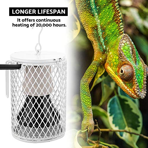 100w Ceramic Heat Preservation Light for Reptile, Fast Heating Heat Lamp with Cage for Kinds of Reptiles, Turtle, Snakes, Lizards, Frogs, Chicks Heat Lamp Ceramic Heat Emitter for Amphibians(White)