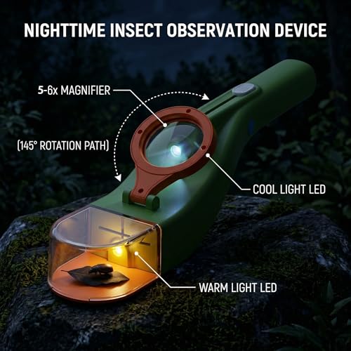Baideluo Kids Bug Catcher with LED Light & 6X Magnifying Glass - color: Green