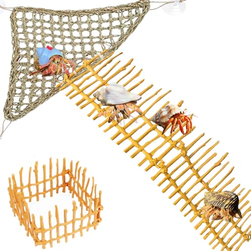 Hermit Crab Ladder Climbing Toy|Hermit Crab Decoration Tank Accessories，Reptile Habitat Decor with Climbing Hammock Toys for Leopard Gecko，Lizards, Tarantulas
