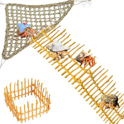 Hermit Crab Ladder Climbing Toy|Hermit Crab Decoration Tank Accessories，Reptile Habitat Decor with Climbing Hammock Toys for Leopard Gecko，Lizards, Tarantulas
