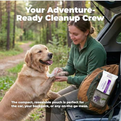 Best Pet Supplies Cleaning Dog Wipes - Calming Lavender, 400 Count | Lavender Scented, Large 8x9" Pet Wipes, Vitamin E, Puppy & Cat Safe, Gentle Grooming, Resealable Pouch Prevents Drying - color: Calming Lavender, size: 400 Count